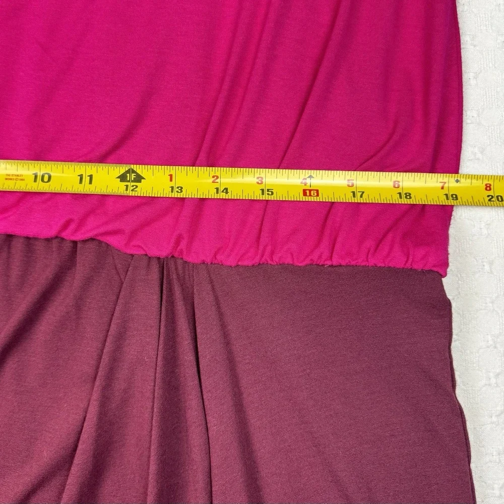 Trina Turk 5th Avenue Mini Dress Womens Large Colorblocked Blouson Pink Burgundy